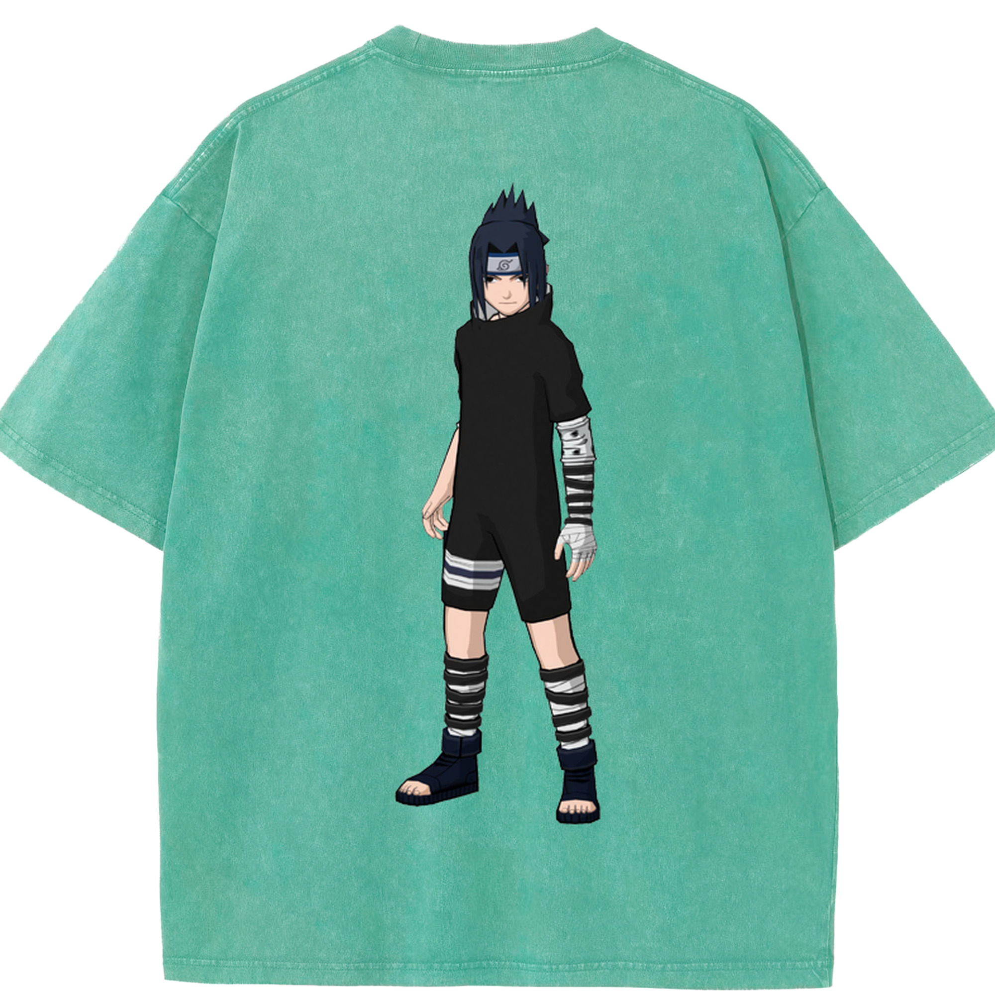 （画像用） NARUTO -ナルト- うちは サスケ Uchiha Sasuke 綿100% ヴィンテージ風 半袖Tシャツ（背面プリント）